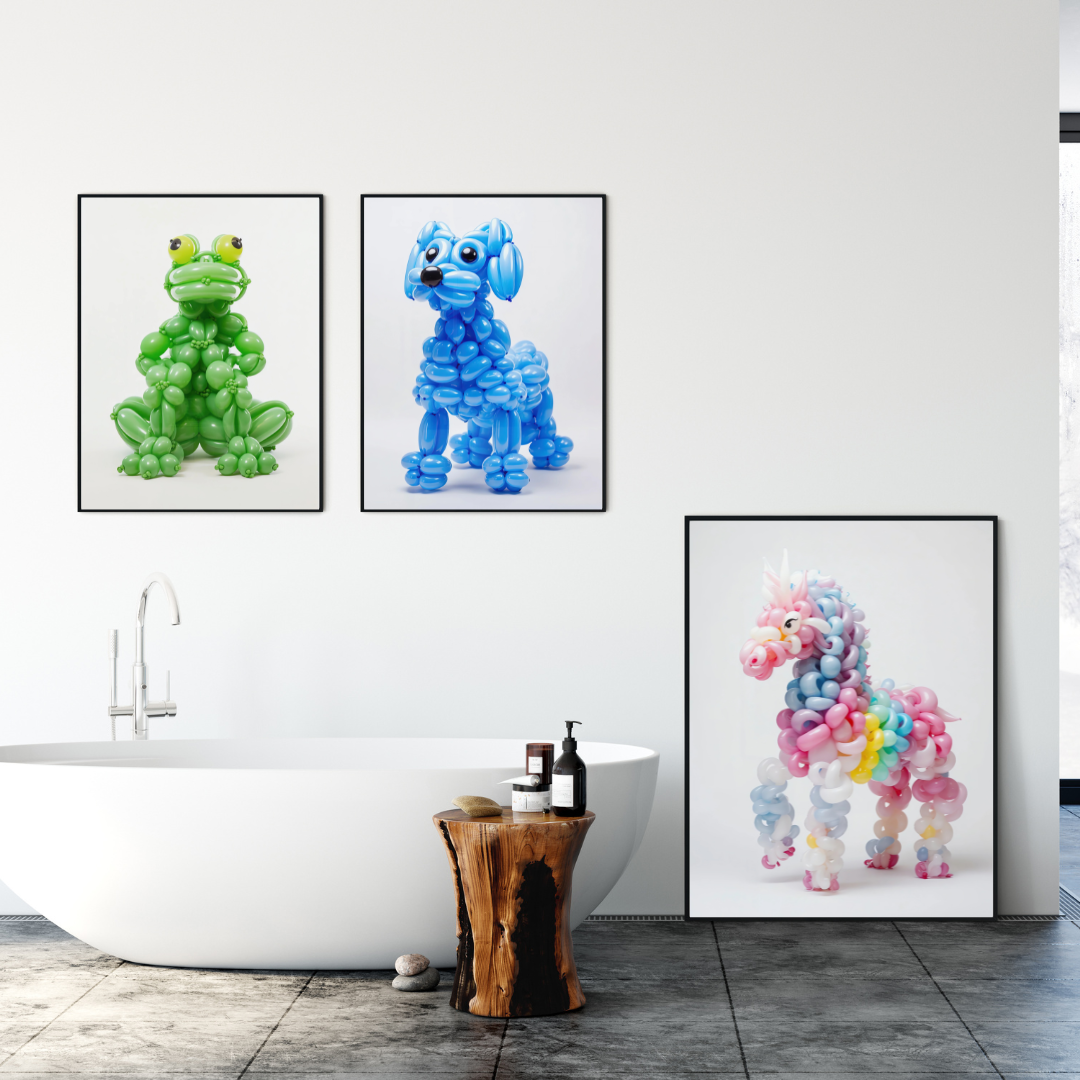 affiches d'animaux en ballons colorés