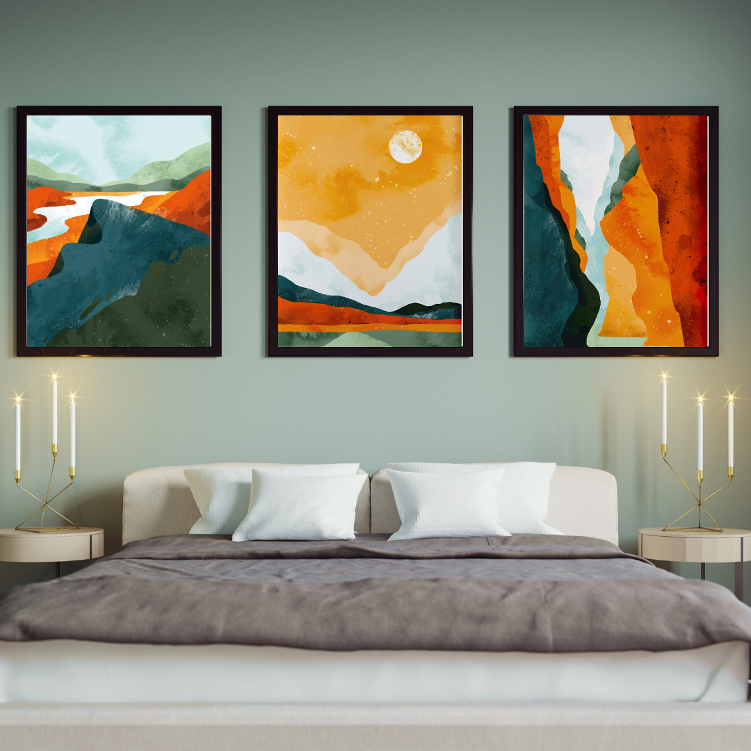 affiches paysages abstraits orangés