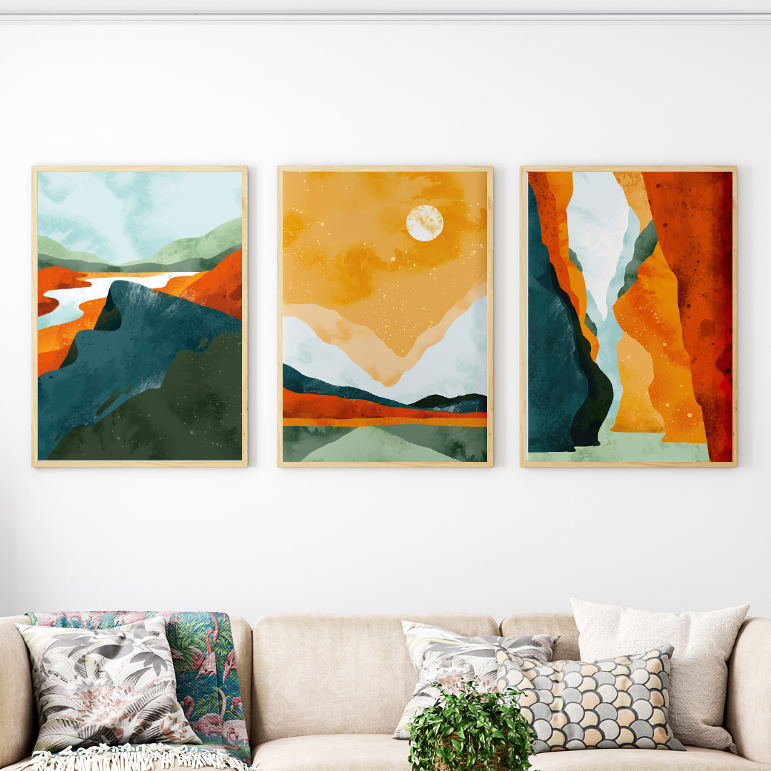 affiches paysages abstraits orangés