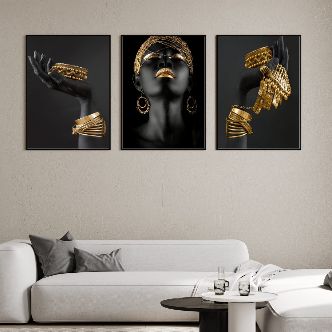 affiches contemporaines femme doré