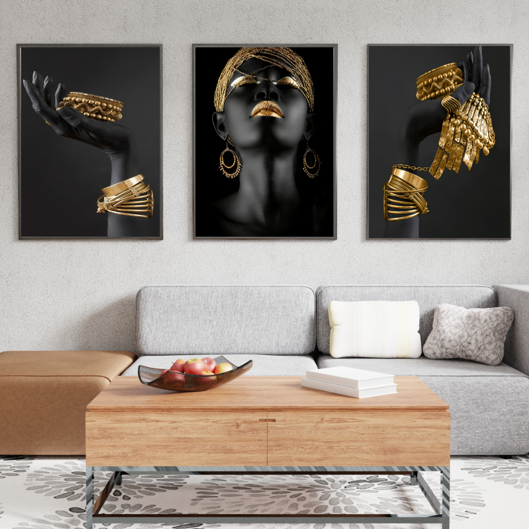 affiches contemporaines femme doré