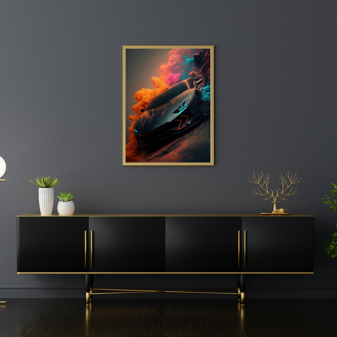 affiche voiture de sport colorée lamborghini