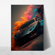 affiche voiture de sport colorée lamborghini