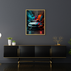 affiche voiture de sport colorée bmw