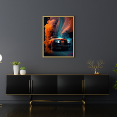 affiche voiture de sport colorée rolls royce