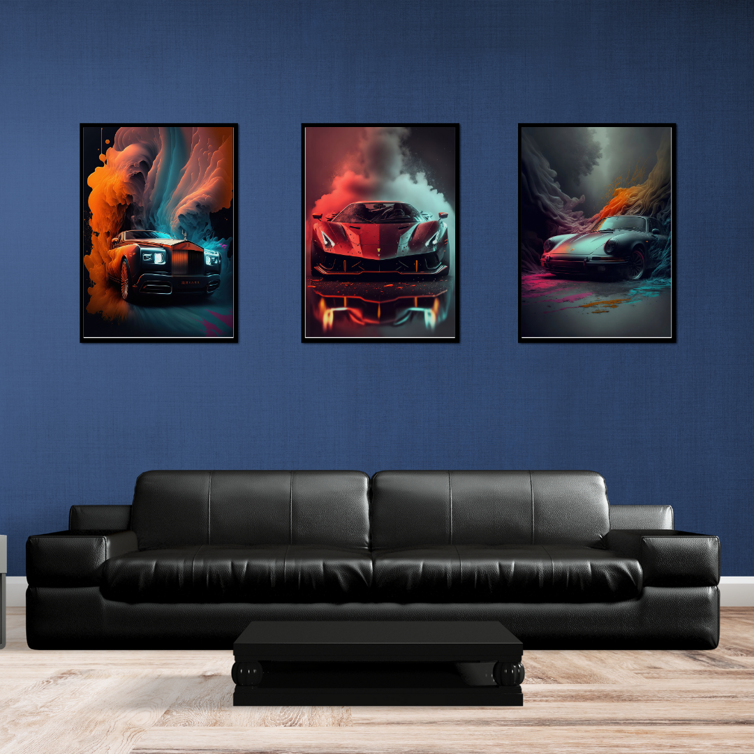 affiches voitures de sport colorées