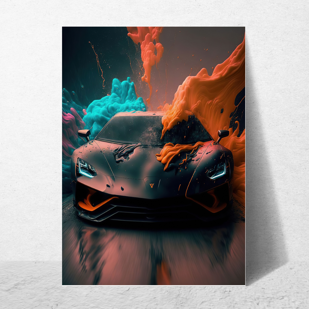 affiche voiture de sport colorée lamborghini
