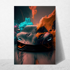 affiche voiture de sport colorée lamborghini