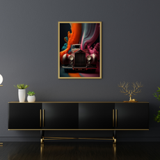 affiche voiture de sport colorée rolls royce