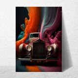 affiche voiture de sport colorée rolls royce