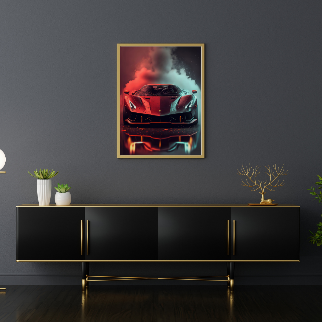 affiche voiture de sport colorée ferrari