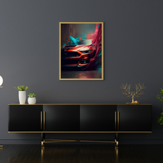 affiche voiture de sport colorée mustang