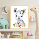 affiches animaux de la savane pour enfants rhinocéros