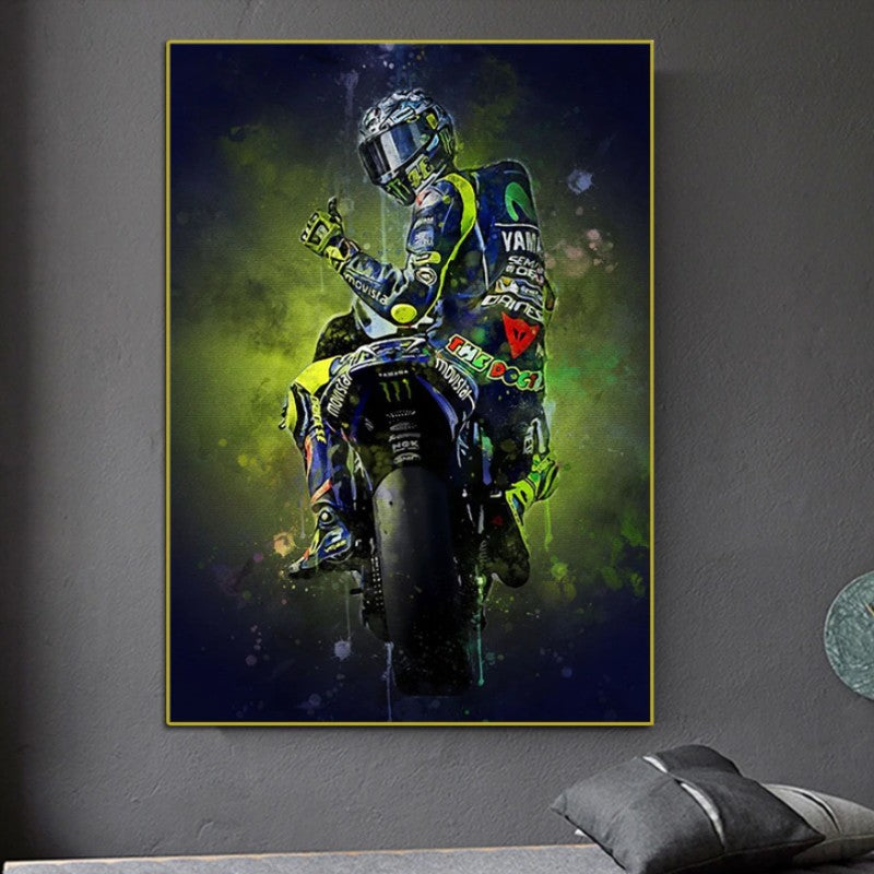 affiche moto bleu