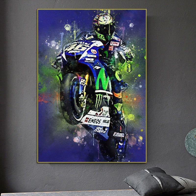 affiche moto bleu