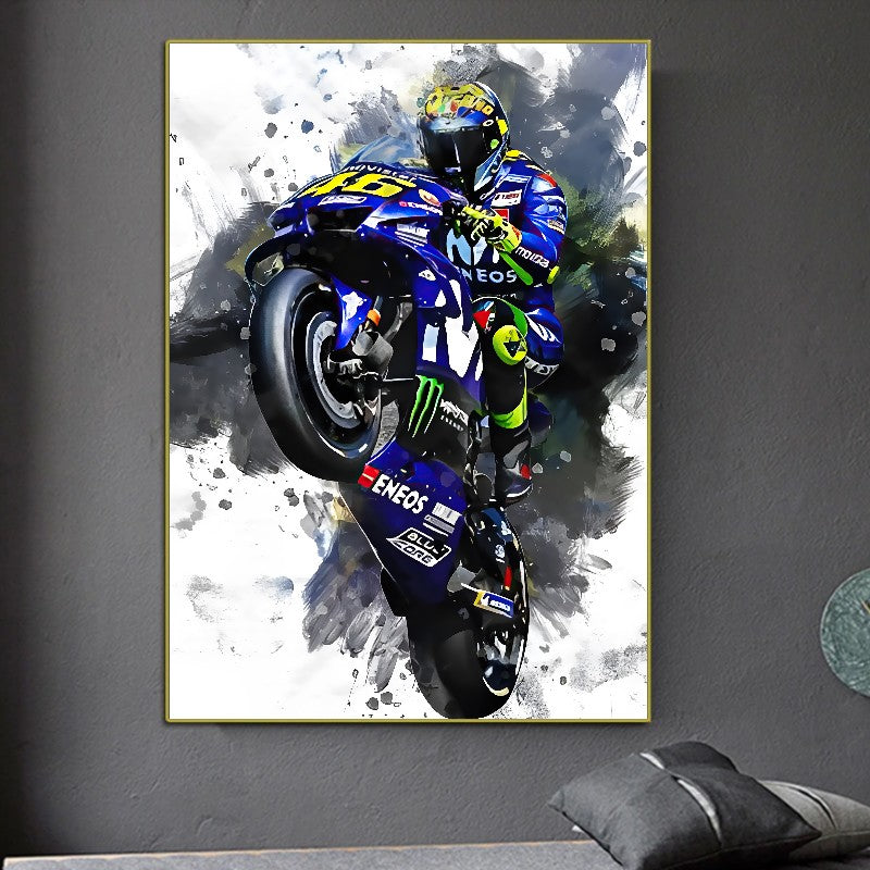 affiche moto bleu