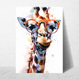 affiche colorée girafe avec lunettes