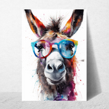affiche colorée âne avec lunettes