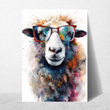 affiche colorée mouton avec lunettes