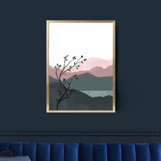 affiche paysage abstrait rosé