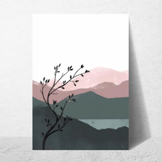 affiche paysage abstrait rosé