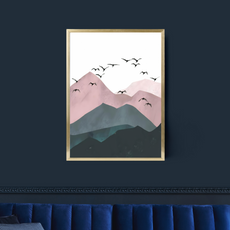 affiche paysage abstrait rosé