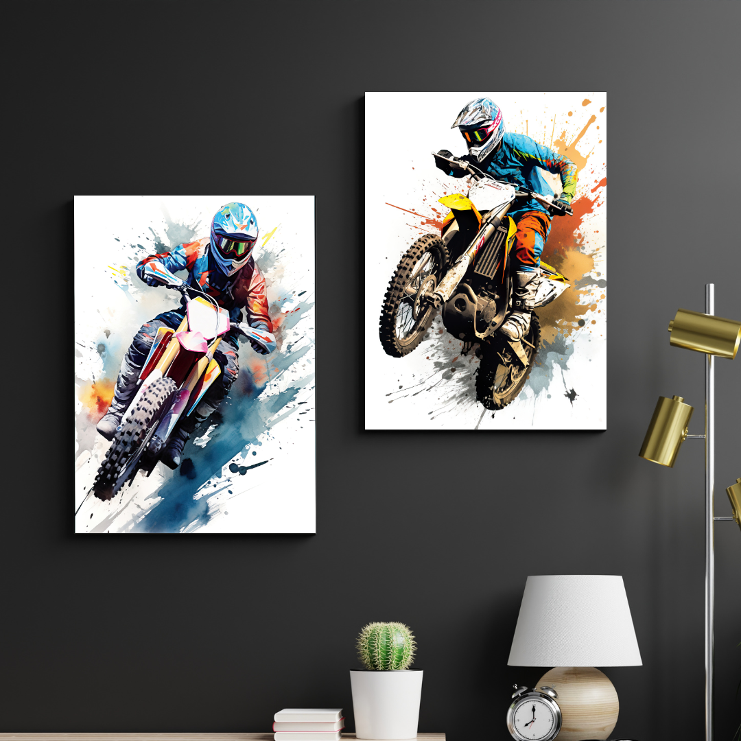 affiche moto cross colorée