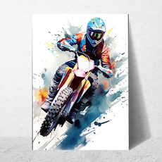 affiche moto cross colorée