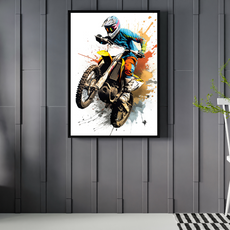 affiche moto cross colorée