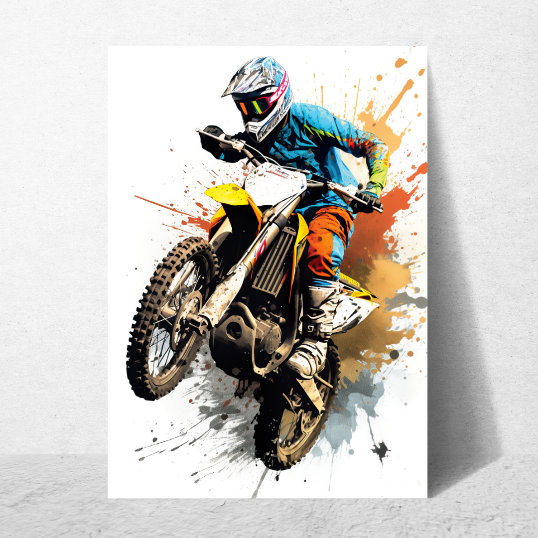 affiche moto cross colorée