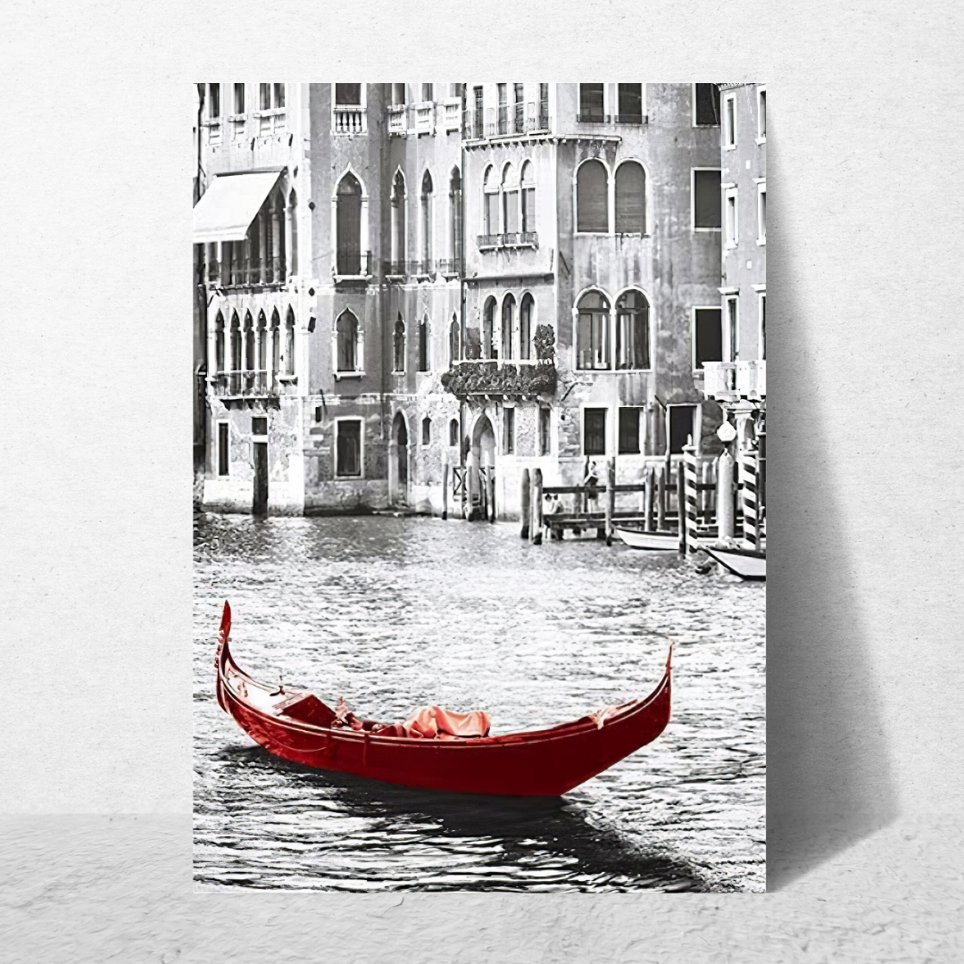 affiche venise avec gondole rouge