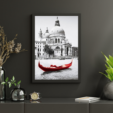 affiche venise avec gondole rouge