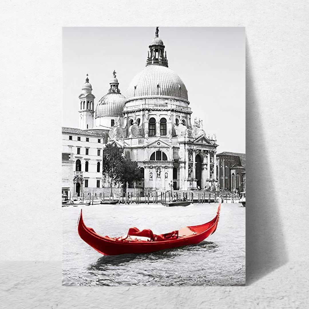 affiche venise avec gondole rouge