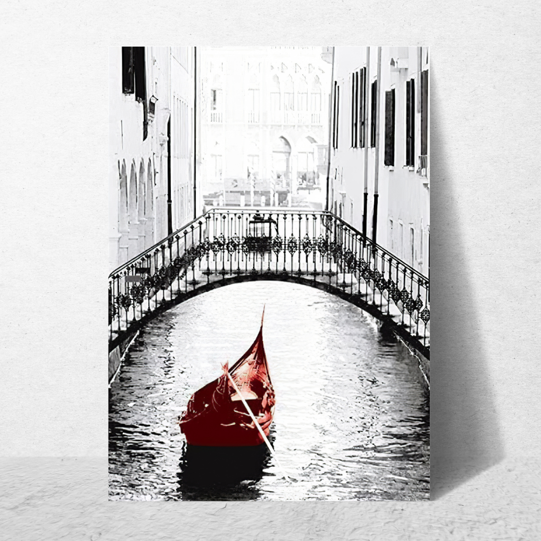 affiche venise avec gondole rouge