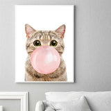 affiches chat avec bulle de chewing-gum