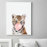 affiche tigre avec bulle de chewing-gum