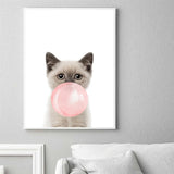 affiche chat avec bulle de chewing-gum