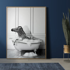 affiche zèbre dans son bain