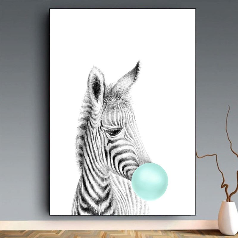 affiche animaux chewing gum zèbre