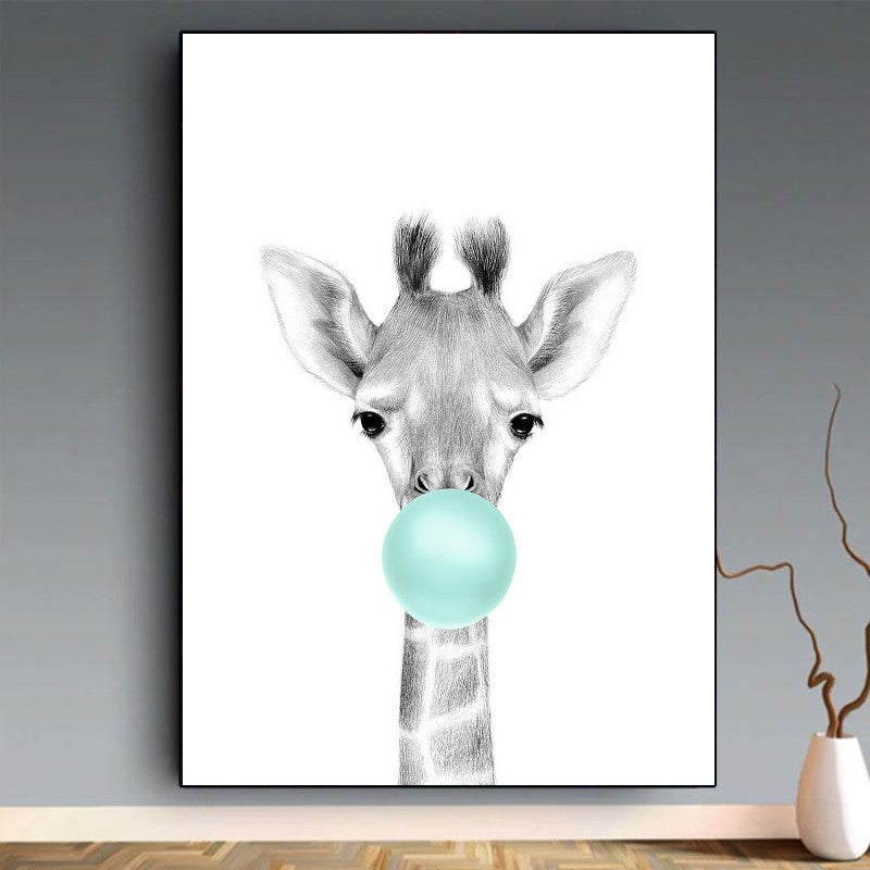 affiche animaux chewing gum girafe