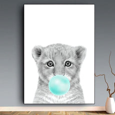 affiche animaux chewing gum lion