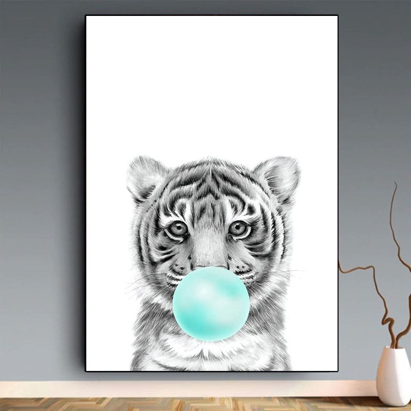 affiche animaux chewing gum tigre