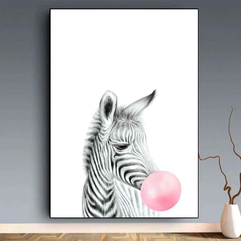 affiche animaux chewing gum zèbre