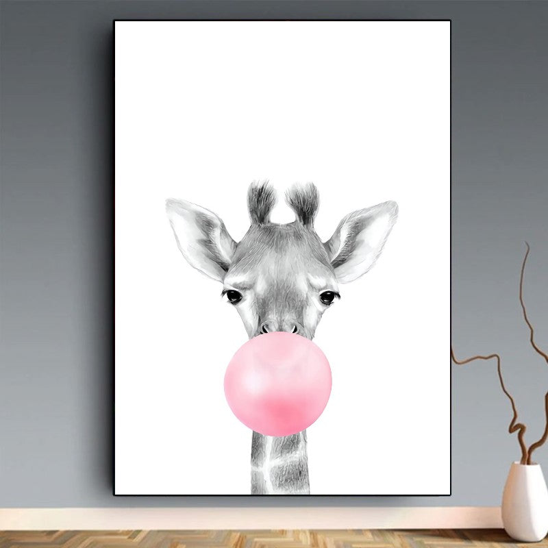 affiche animaux chewing gum girafe