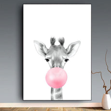 affiche animaux chewing gum girafe