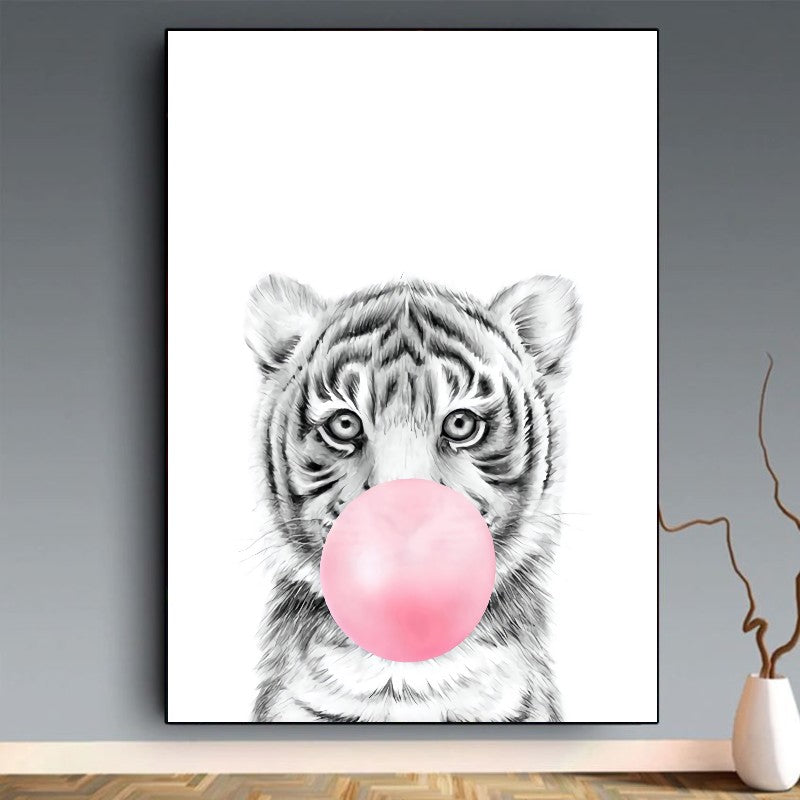 affiche animaux chewing gum tigre