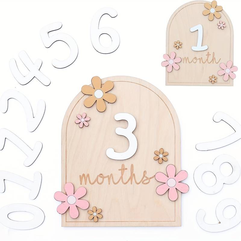 cartes mensuelles en bois pour bébé