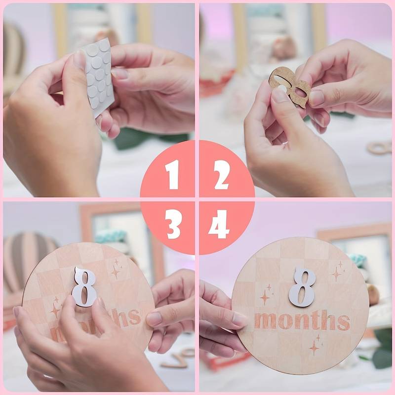 cartes mensuelles en bois pour bébé