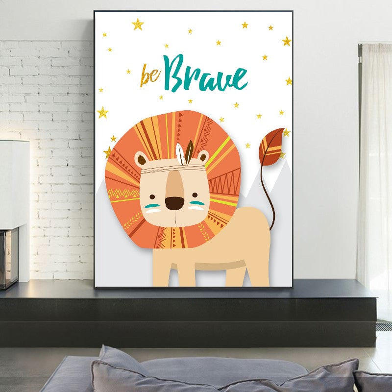affiche enfant animaux lion