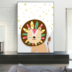 affiche enfant animaux lion